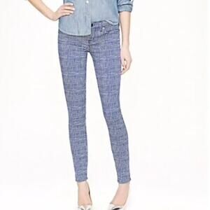 NWOT J Crew Toothpick Basket Weave Blue White Print Skinny Jeans Size 29